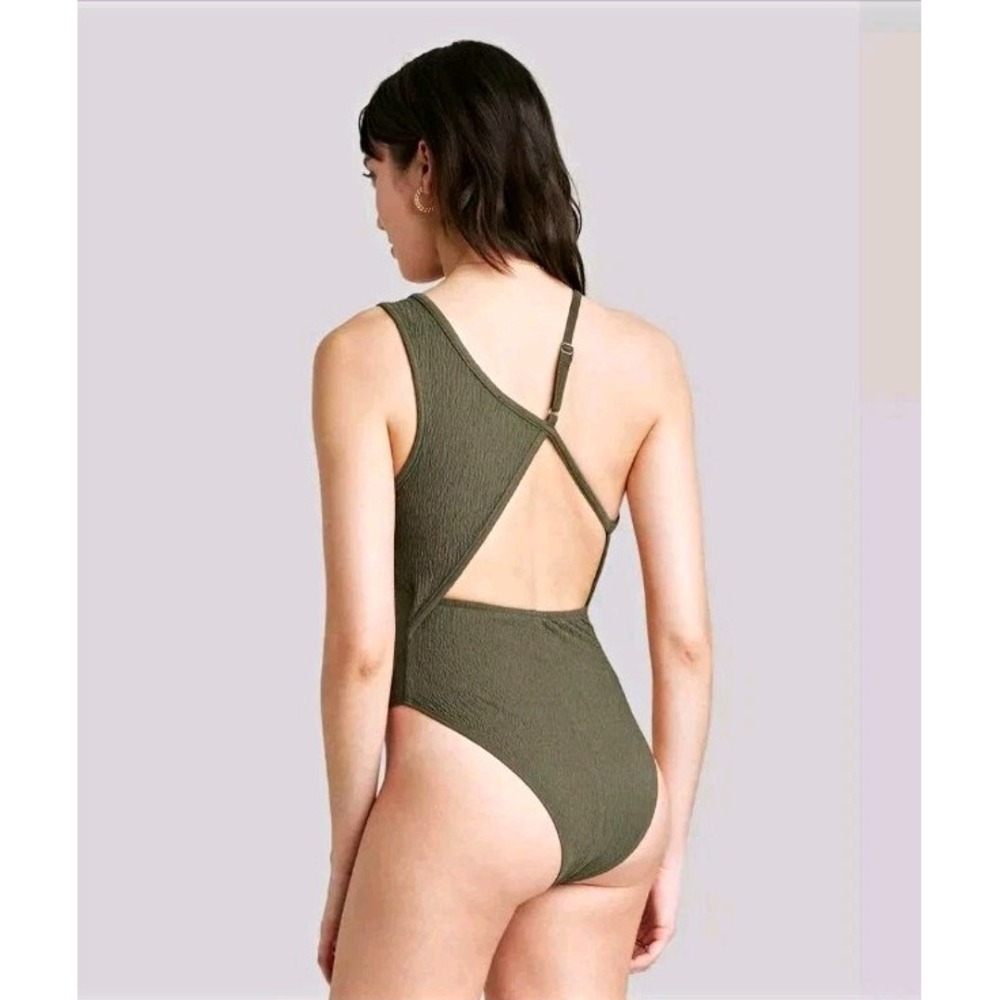 Wild Fable Olive Green Asymmetrical One Shoulder One Piece Bodysuit Size S